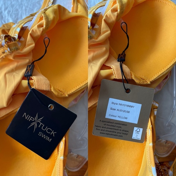 NWT Nip Tuck Swim Yellow Floral One-Piece Swimsuit 8/10 - Picture 4 of 14